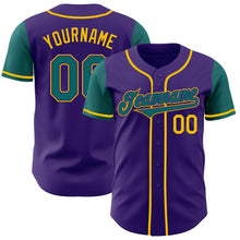 Laden Sie das Bild in den Galerie-Viewer, Custom Purple Teal-Yellow Authentic Two Tone Baseball Jersey