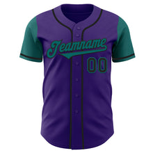 Laden Sie das Bild in den Galerie-Viewer, Custom Purple Teal-Black Authentic Two Tone Baseball Jersey