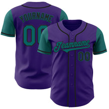 Laden Sie das Bild in den Galerie-Viewer, Custom Purple Teal-Black Authentic Two Tone Baseball Jersey