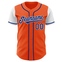Load image into Gallery viewer, Custom Orange Royal-White Authentic Two Tone Baseball Jersey