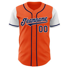 Load image into Gallery viewer, Custom Orange Navy-White Authentic Two Tone Baseball Jersey