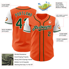 Laden Sie das Bild in den Galerie-Viewer, Custom Orange Green-White Authentic Two Tone Baseball Jersey
