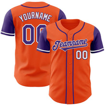 Laden Sie das Bild in den Galerie-Viewer, Custom Orange Purple-White Authentic Two Tone Baseball Jersey