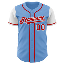 Laden Sie das Bild in den Galerie-Viewer, Custom Light Blue Red-White Authentic Two Tone Baseball Jersey