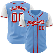 Laden Sie das Bild in den Galerie-Viewer, Custom Light Blue Red-White Authentic Two Tone Baseball Jersey