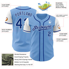 Laden Sie das Bild in den Galerie-Viewer, Custom Light Blue Royal-White Authentic Two Tone Baseball Jersey