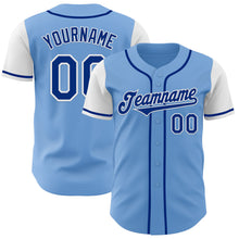 Laden Sie das Bild in den Galerie-Viewer, Custom Light Blue Royal-White Authentic Two Tone Baseball Jersey
