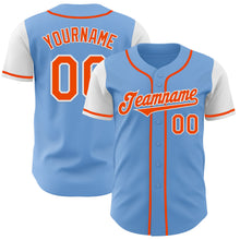 Laden Sie das Bild in den Galerie-Viewer, Custom Light Blue Orange-White Authentic Two Tone Baseball Jersey