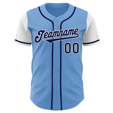 Laden Sie das Bild in den Galerie-Viewer, Custom Light Blue Navy-White Authentic Two Tone Baseball Jersey