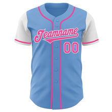 Laden Sie das Bild in den Galerie-Viewer, Custom Light Blue Pink-White Authentic Two Tone Baseball Jersey