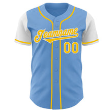 Laden Sie das Bild in den Galerie-Viewer, Custom Light Blue Yellow-White Authentic Two Tone Baseball Jersey