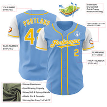 Laden Sie das Bild in den Galerie-Viewer, Custom Light Blue Yellow-White Authentic Two Tone Baseball Jersey