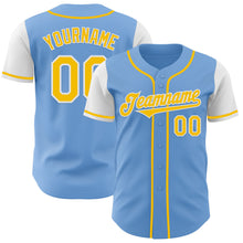 Laden Sie das Bild in den Galerie-Viewer, Custom Light Blue Yellow-White Authentic Two Tone Baseball Jersey