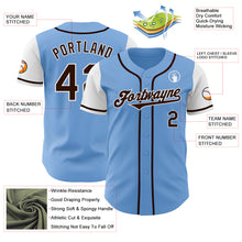 Laden Sie das Bild in den Galerie-Viewer, Custom Light Blue Brown-White Authentic Two Tone Baseball Jersey