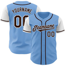 Laden Sie das Bild in den Galerie-Viewer, Custom Light Blue Brown-White Authentic Two Tone Baseball Jersey