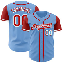 Laden Sie das Bild in den Galerie-Viewer, Custom Light Blue Red-White Authentic Two Tone Baseball Jersey