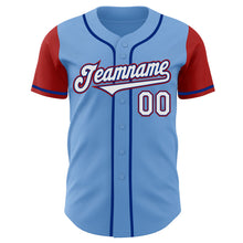 Laden Sie das Bild in den Galerie-Viewer, Custom Light Blue Royal-Red Authentic Two Tone Baseball Jersey
