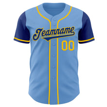 Laden Sie das Bild in den Galerie-Viewer, Custom Light Blue Royal-Yellow Authentic Two Tone Baseball Jersey