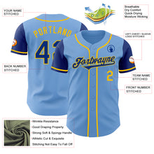 Laden Sie das Bild in den Galerie-Viewer, Custom Light Blue Royal-Yellow Authentic Two Tone Baseball Jersey
