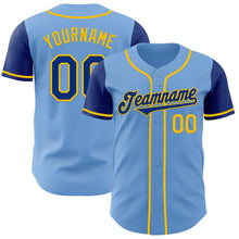 Laden Sie das Bild in den Galerie-Viewer, Custom Light Blue Royal-Yellow Authentic Two Tone Baseball Jersey