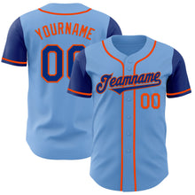 Laden Sie das Bild in den Galerie-Viewer, Custom Light Blue Royal-Orange Authentic Two Tone Baseball Jersey