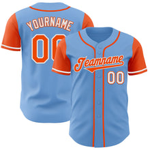 Laden Sie das Bild in den Galerie-Viewer, Custom Light Blue Orange-White Authentic Two Tone Baseball Jersey