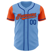 Laden Sie das Bild in den Galerie-Viewer, Custom Light Blue Orange-Royal Authentic Two Tone Baseball Jersey