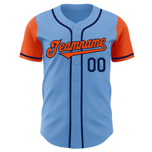 Laden Sie das Bild in den Galerie-Viewer, Custom Light Blue Orange-Navy Authentic Two Tone Baseball Jersey