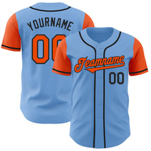 Laden Sie das Bild in den Galerie-Viewer, Custom Light Blue Orange-Black Authentic Two Tone Baseball Jersey