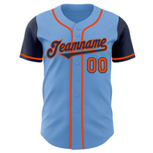 Laden Sie das Bild in den Galerie-Viewer, Custom Light Blue Navy-Orange Authentic Two Tone Baseball Jersey