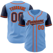 Laden Sie das Bild in den Galerie-Viewer, Custom Light Blue Navy-Orange Authentic Two Tone Baseball Jersey