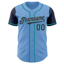 Laden Sie das Bild in den Galerie-Viewer, Custom Light Blue Navy Gray-Teal Authentic Two Tone Baseball Jersey