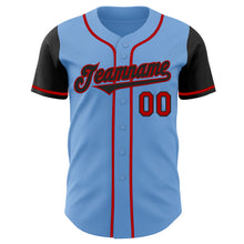 Laden Sie das Bild in den Galerie-Viewer, Custom Light Blue Black-Red Authentic Two Tone Baseball Jersey