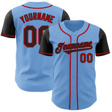 Laden Sie das Bild in den Galerie-Viewer, Custom Light Blue Black-Red Authentic Two Tone Baseball Jersey