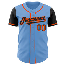 Laden Sie das Bild in den Galerie-Viewer, Custom Light Blue Black-Orange Authentic Two Tone Baseball Jersey