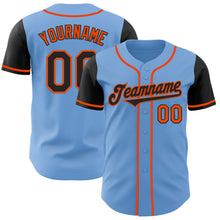 Laden Sie das Bild in den Galerie-Viewer, Custom Light Blue Black-Orange Authentic Two Tone Baseball Jersey
