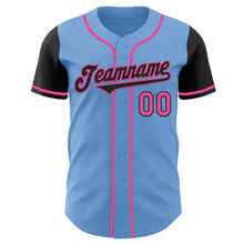 Laden Sie das Bild in den Galerie-Viewer, Custom Light Blue Black-Pink Authentic Two Tone Baseball Jersey