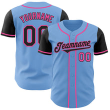 Laden Sie das Bild in den Galerie-Viewer, Custom Light Blue Black-Pink Authentic Two Tone Baseball Jersey