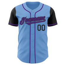 Laden Sie das Bild in den Galerie-Viewer, Custom Light Blue Purple-Black Authentic Two Tone Baseball Jersey