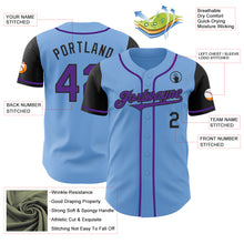 Laden Sie das Bild in den Galerie-Viewer, Custom Light Blue Purple-Black Authentic Two Tone Baseball Jersey