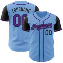 Laden Sie das Bild in den Galerie-Viewer, Custom Light Blue Purple-Black Authentic Two Tone Baseball Jersey