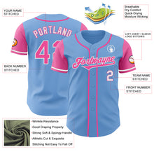 Загрузить изображение в средство просмотра галереи, Custom Light Blue Pink-White Authentic Two Tone Baseball Jersey