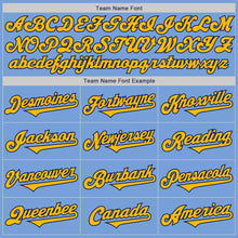 Laden Sie das Bild in den Galerie-Viewer, Custom Light Blue Gold-Navy Authentic Two Tone Baseball Jersey