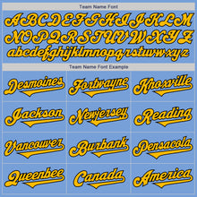 Laden Sie das Bild in den Galerie-Viewer, Custom Light Blue Gold-Black Authentic Two Tone Baseball Jersey