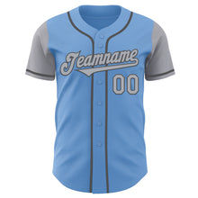 Laden Sie das Bild in den Galerie-Viewer, Custom Light Blue Gray-Steel Gray Authentic Two Tone Baseball Jersey