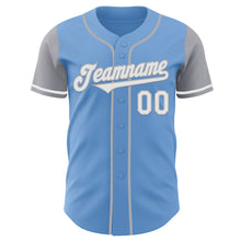 Laden Sie das Bild in den Galerie-Viewer, Custom Light Blue White-Gray Authentic Two Tone Baseball Jersey