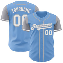 Laden Sie das Bild in den Galerie-Viewer, Custom Light Blue White-Gray Authentic Two Tone Baseball Jersey