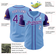 Laden Sie das Bild in den Galerie-Viewer, Custom Light Blue Purple-White Authentic Two Tone Baseball Jersey