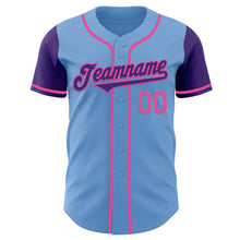 Laden Sie das Bild in den Galerie-Viewer, Custom Light Blue Purple-Pink Authentic Two Tone Baseball Jersey
