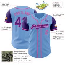 Laden Sie das Bild in den Galerie-Viewer, Custom Light Blue Purple-Pink Authentic Two Tone Baseball Jersey